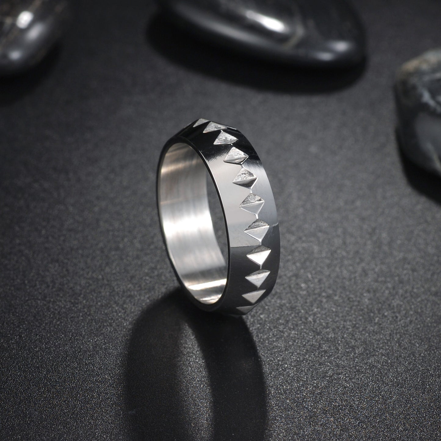 Trendy Titanium Steel Genie Ring Set - Unisex Punk Style Jewelry for Self-Defense