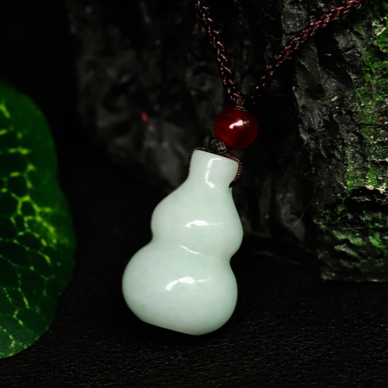 Fortune's Favor Sterling Silver Jade Gourd Pendant