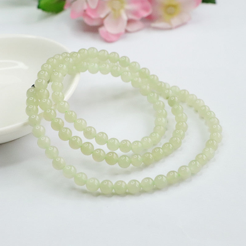 Natural Hetian Jade 108 Buddha Beads Necklace, Beads Jewelry