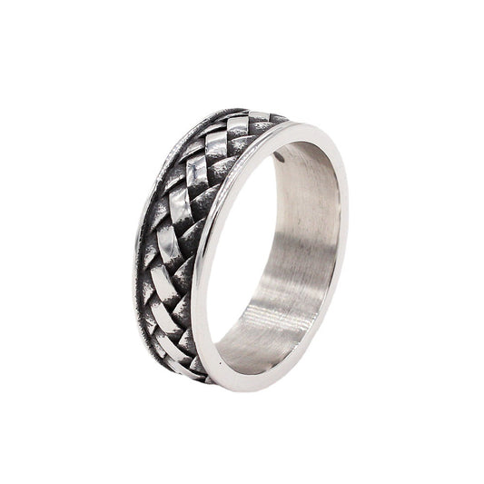 European and American Fashion Minimalist Viking Woven Pattern Vintage Ring