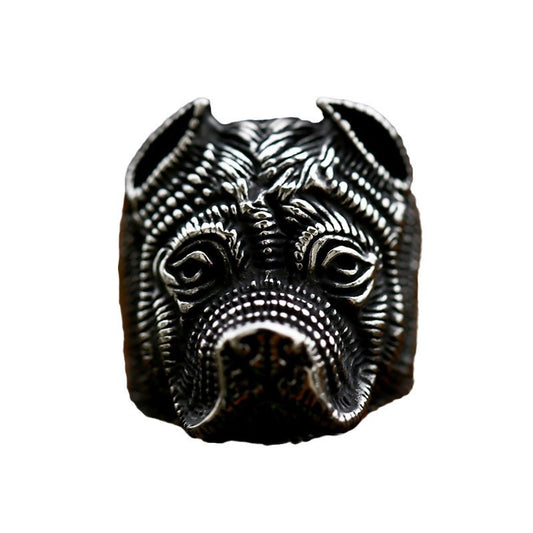 Titanium Steel British Bulldog Ring for Stylish Men - Wholesale Jewelry Collection