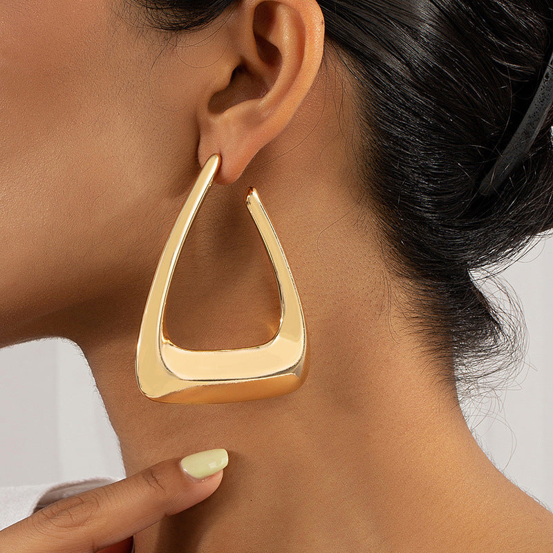 Exaggerated Geometric Gold Earrings - Vienna Verve Collection