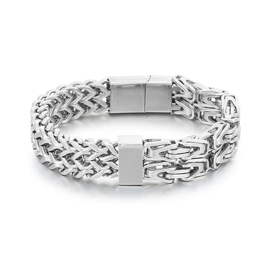 Trendy Hip Hop Inspired Stainless Steel Men's Bracelet with Chain Splicing Design