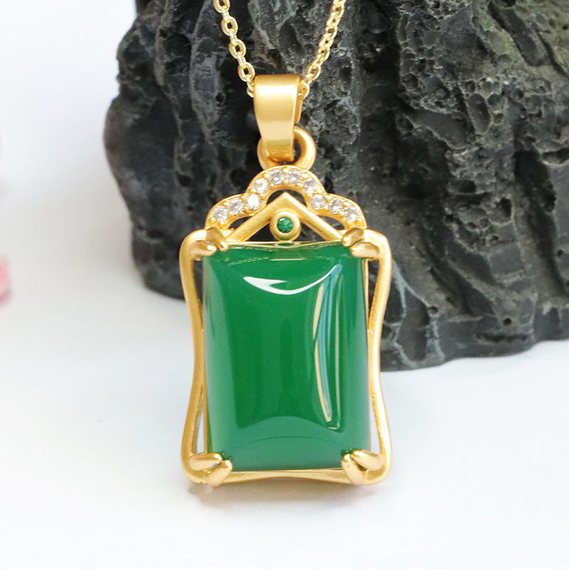 Green Chalcedony Retro Necklace from the Fortune's Favor Collection