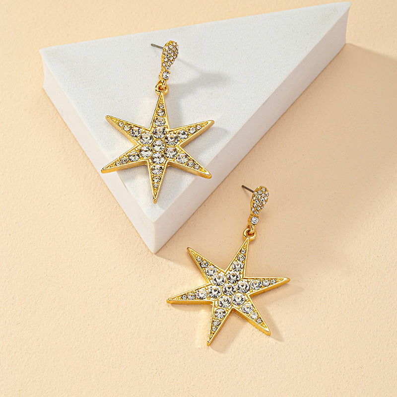 Six-Pointed Star Studded Retro Earrings - Vienna Verve Collection