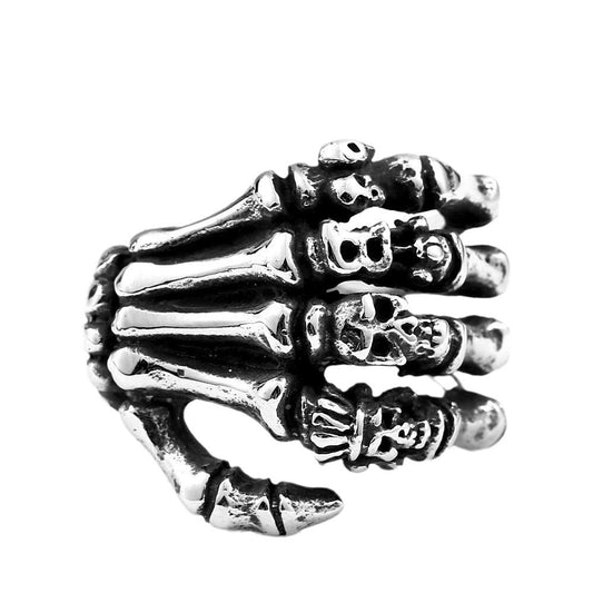 Unique Creative Punk Titanium Steel Hand Bone Ring for Men - Wholesale Stainless Steel Jewelry