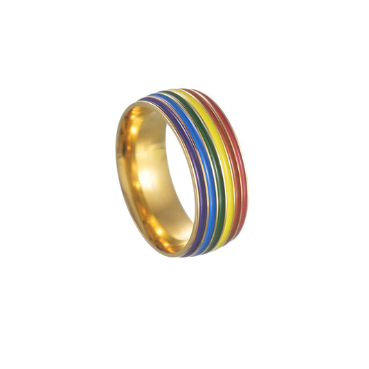 Multicolor Drip Oil Men's Ring - Premium European & American Collection