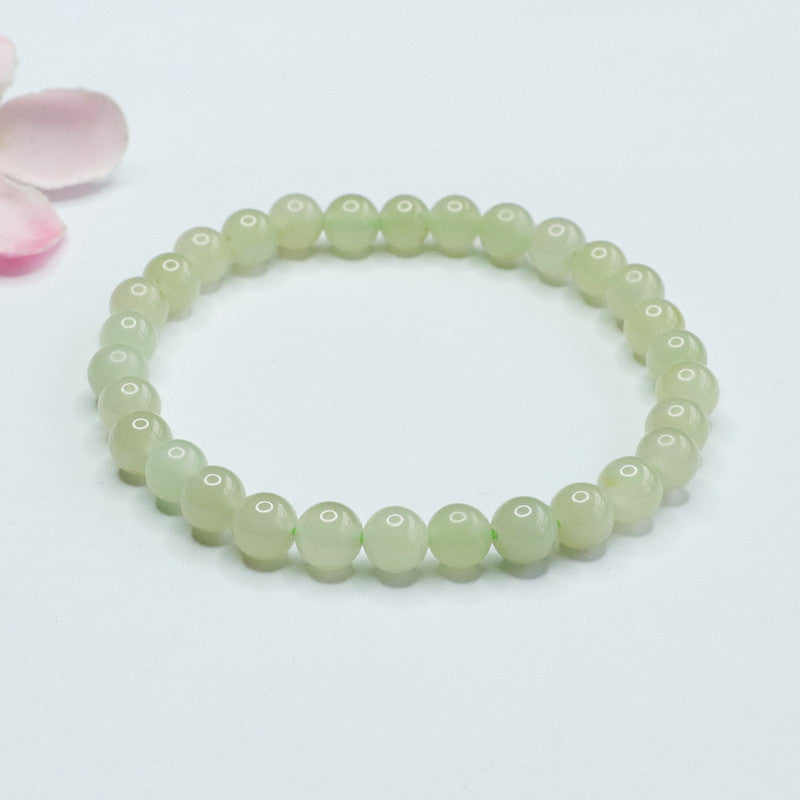 Light Green Jade Bracelet with Sterling Silver Clasp