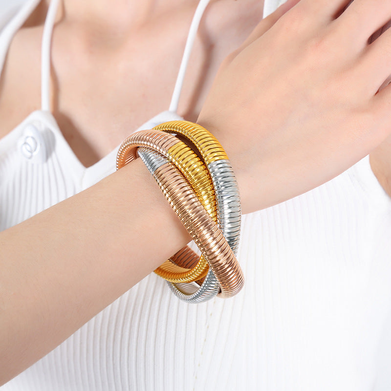 Golden Serpentine Layered Bracelet for Women by Planderful - Everyday Genie Collection