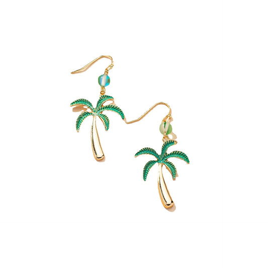 European Coastal Glam Dripping Coconut Tree Earrings