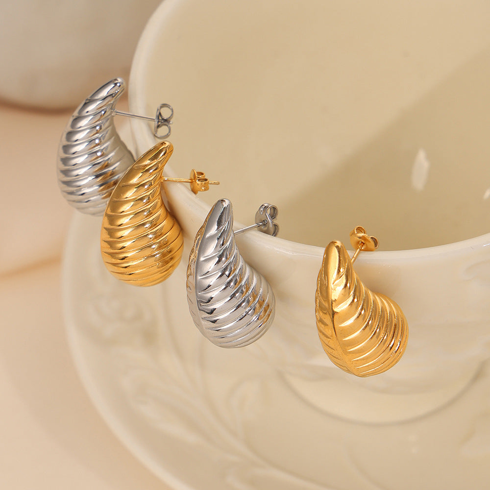 Golden Water Droplet Textured Earrings - Elegant Women's Accessories from Planderful