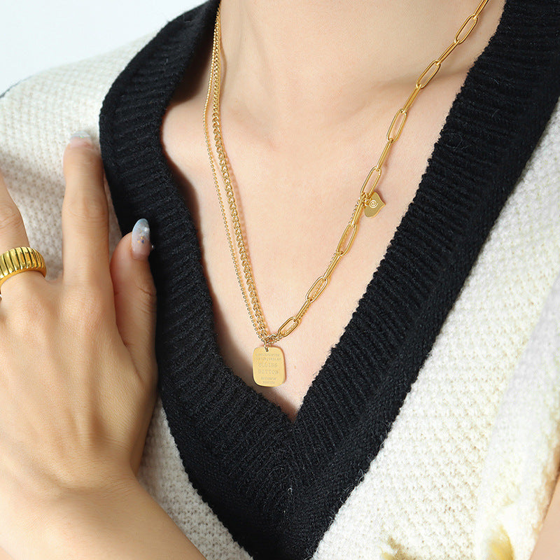 Golden Touch Heart Pendant Collarbone Necklace