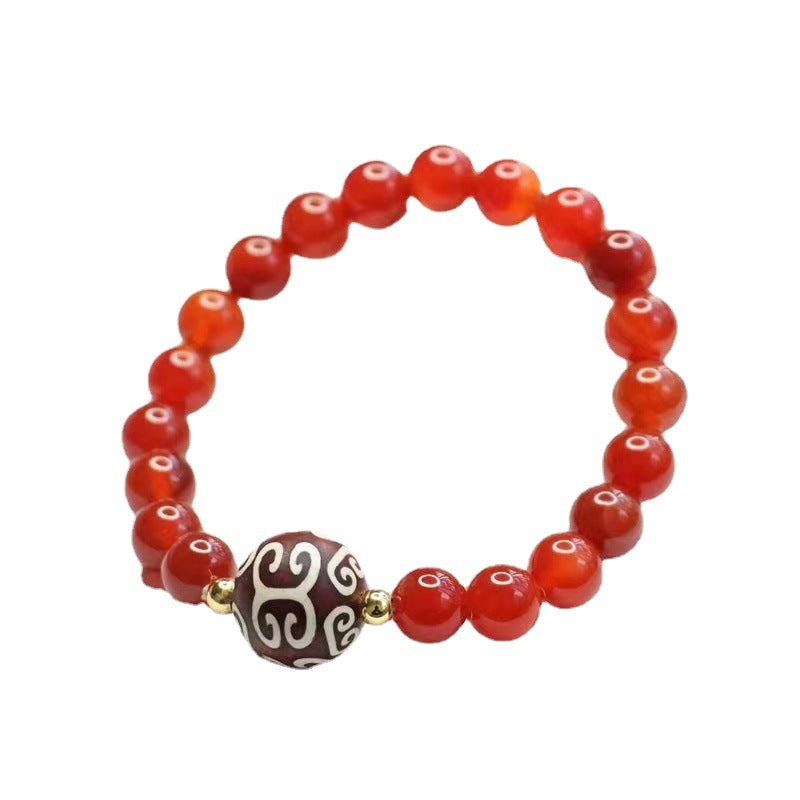 Red Agate Bracelet with Heavenly Cloudscape Pattern