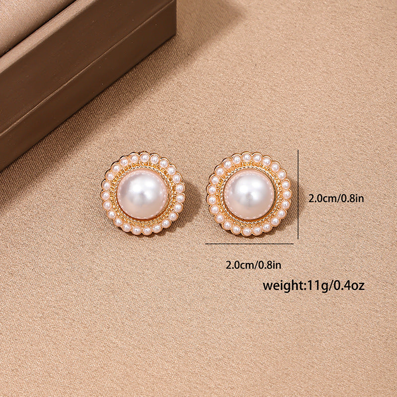 Elegant Metal Imitation Pearl Stud Earrings by Planderful Vienna Verve Collection