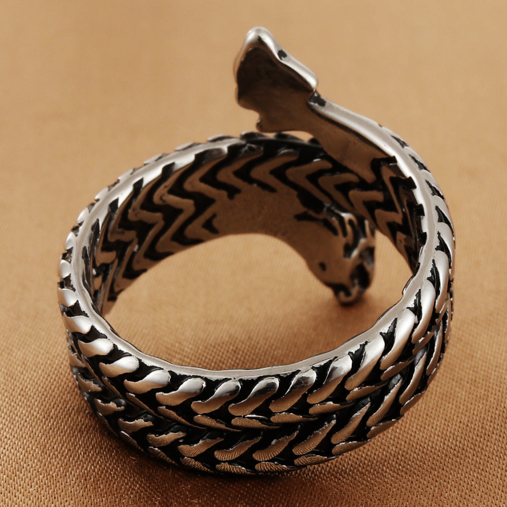 Personalized Retro Titanium Steel Dragon Ring for Men - Trendy Animal Jewelry Accessory in Sizes 7-13