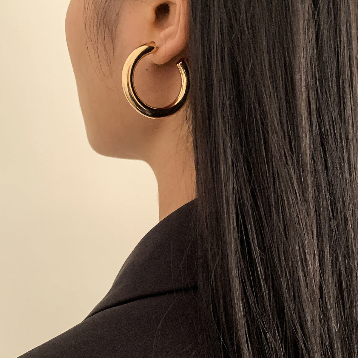 Business Chic Collection: Vienna Verve Sterling Silver Earrings with Semi-Circular Ring