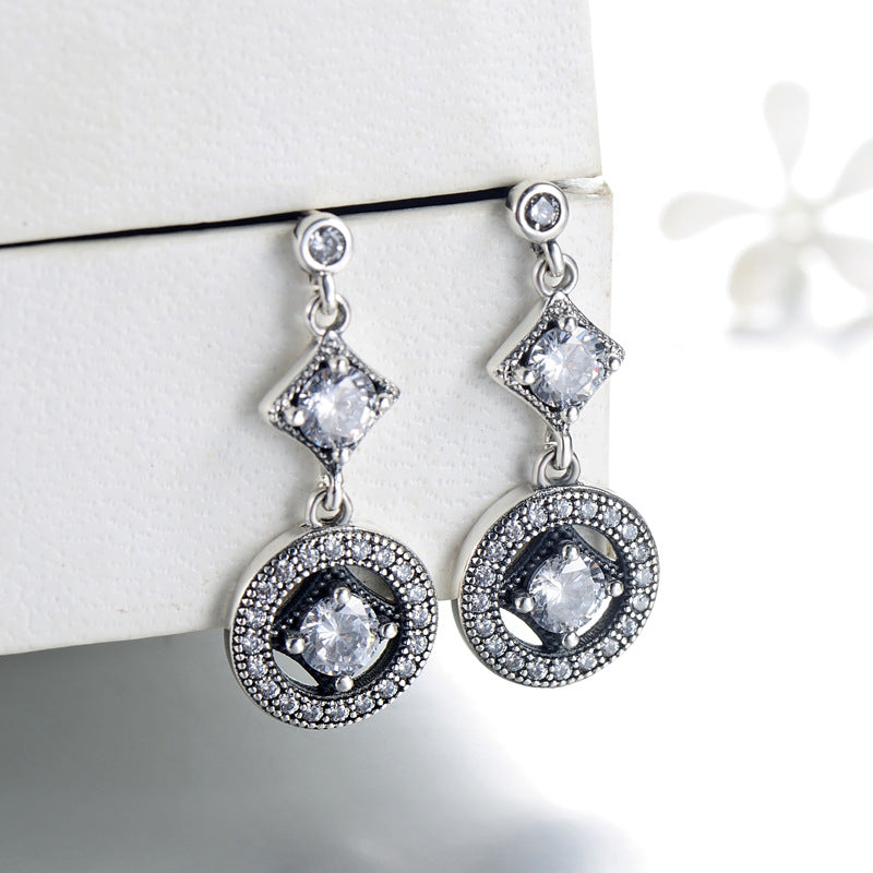 Vintage-Inspired S925 Silver Zircon Earrings