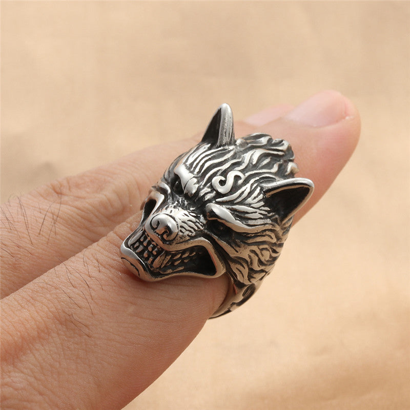 Titanium Steel Wolf Ring for Men - Retro Trendy Animal Jewelry Accessory