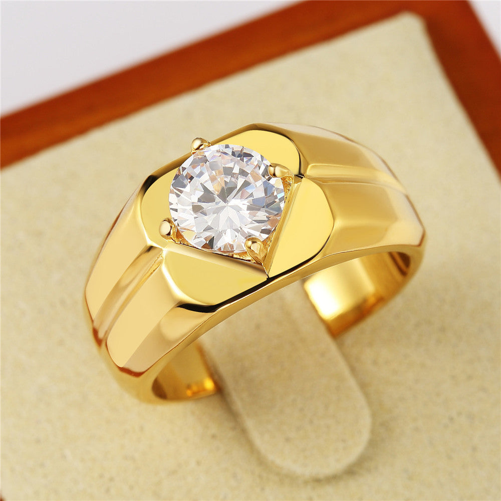 Elegant Titanium Wedding Ring for Men with Zircon Detail