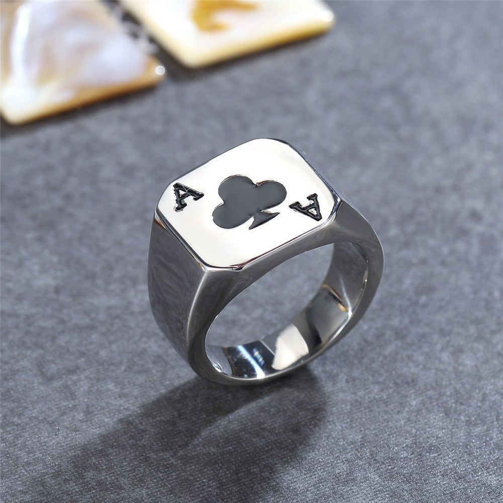 Men's Titanium Steel Playing Card Ring