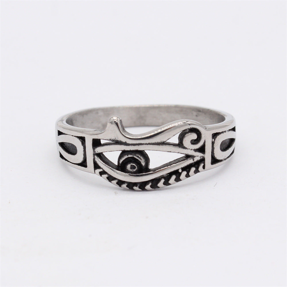 Retro Horus Eye Titanium Steel Men's Ring