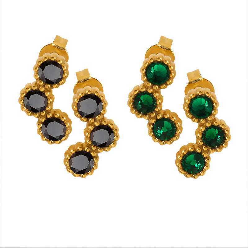 Crystal Inlaid Gold-Plated Earrings with Metal Needle - Everyday Genie Collection