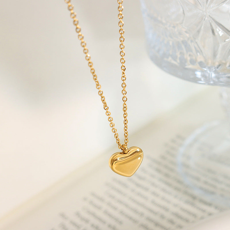 18k Gold Plated Titanium Steel Couple Heart Necklace - Romantic Love Collar Chain