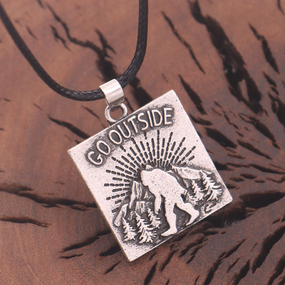 Bigfoot Pine Tree Camp Necklace - European & American Alphabet Totem for Men