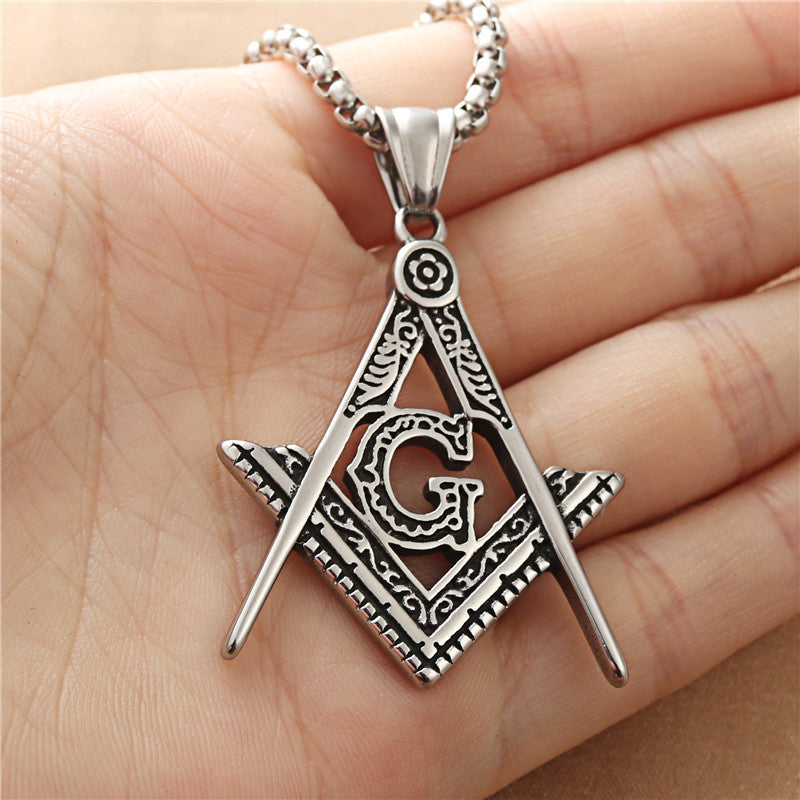 Titanium Steel Freemason Hollow Pendant Necklace for Men - Retro Punk Trend