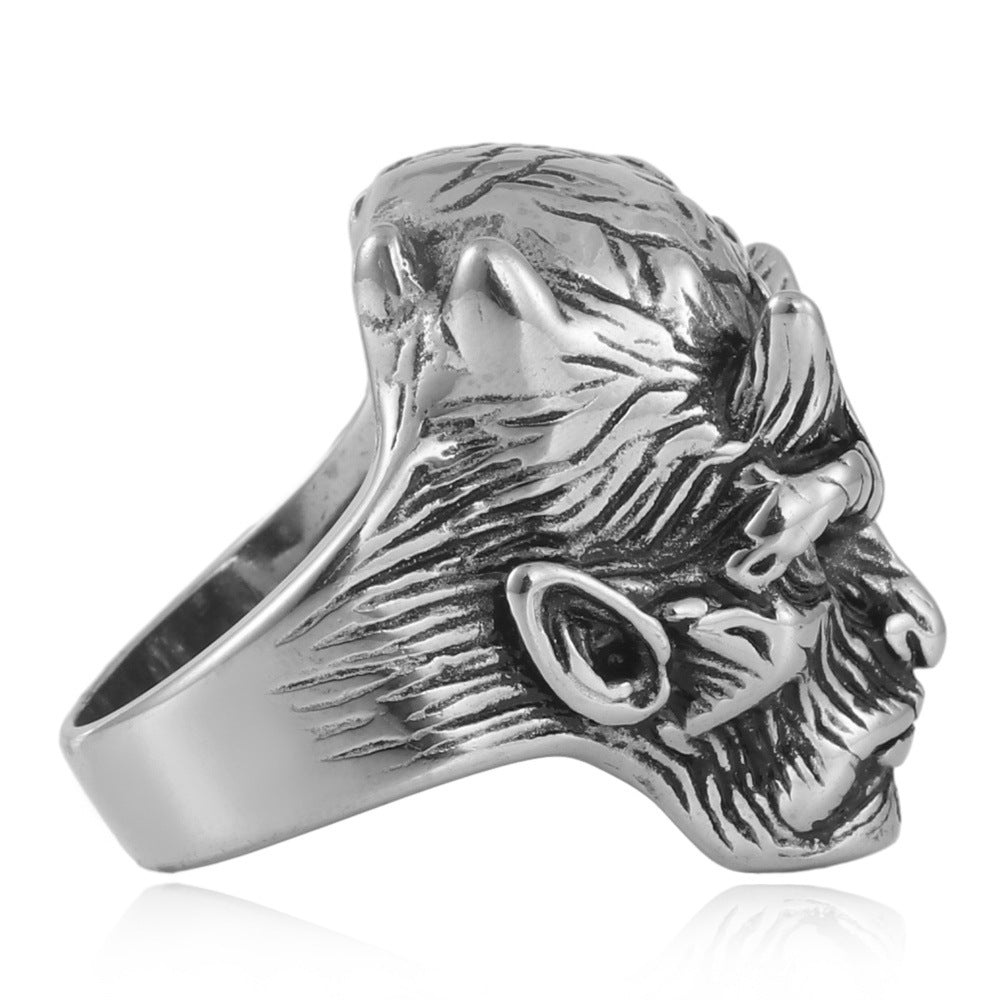 Trendy Titanium Steel Dragon Ring for Men - Punk Retro Stainless Steel Prince Portrait Design