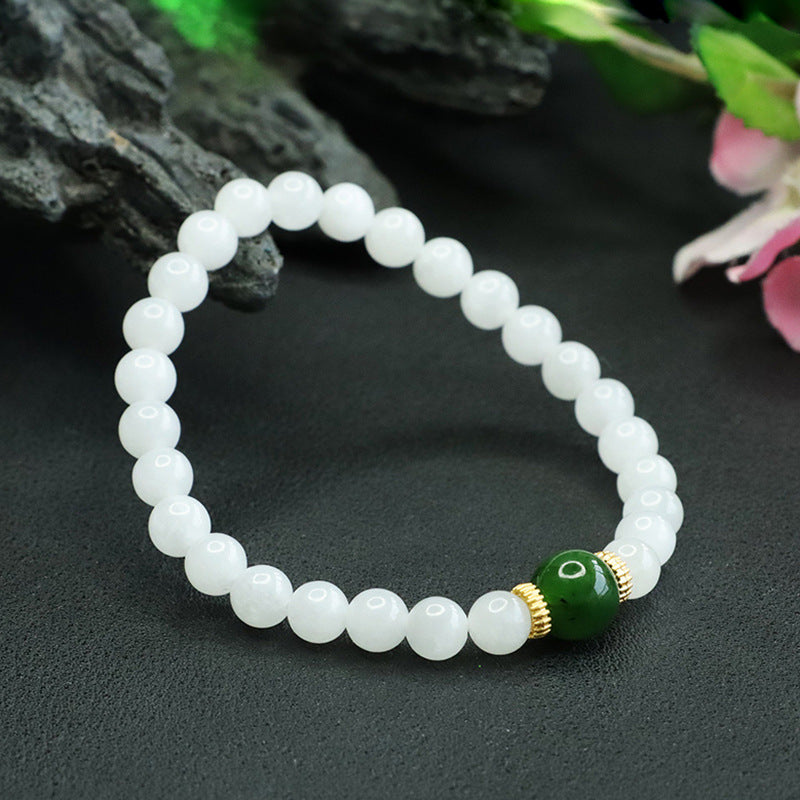 Fortune's Favor White Jade Sterling Silver Bracelet