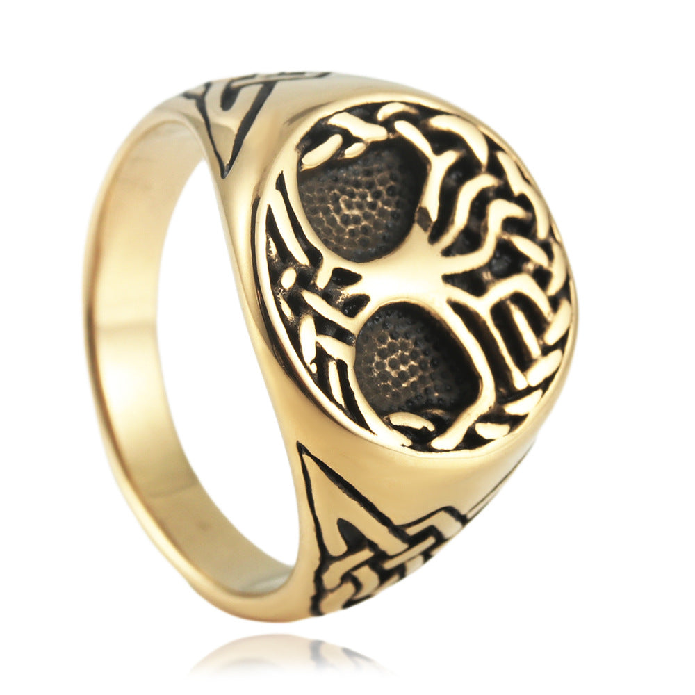 Trendy Titanium Steel Tree of Life Ring for Men and Women - Punk Retro Style