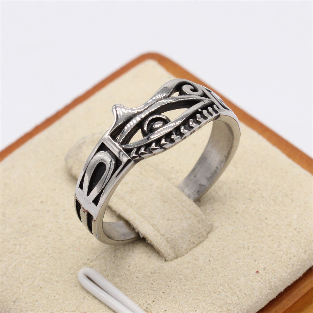 Retro Horus Eye Titanium Steel Men's Ring