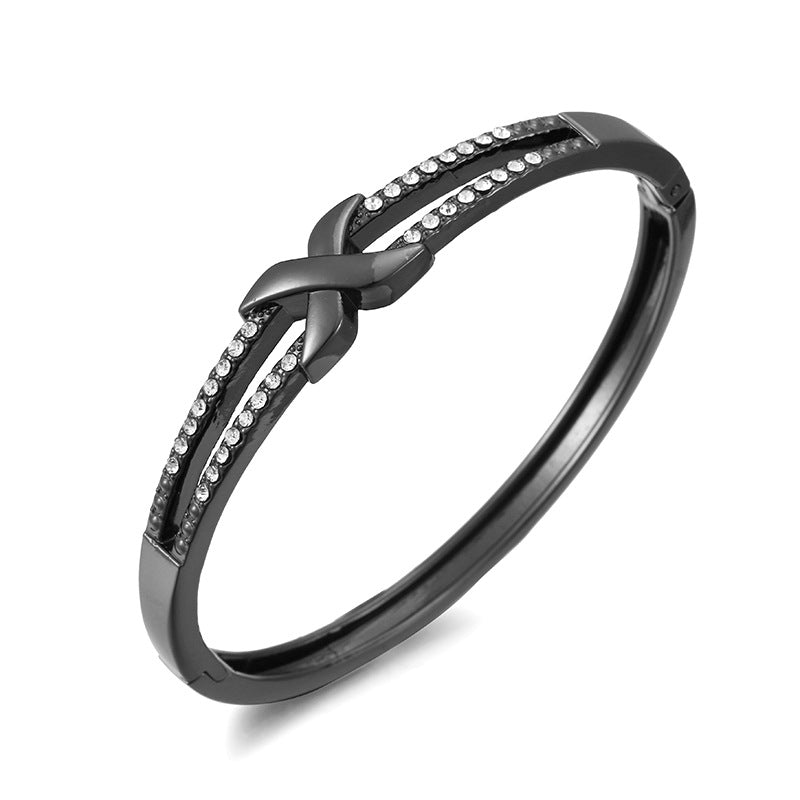 Titanium Steel Bracelet with Sparkling Stones- Stylish Hand Jewelry for Girls