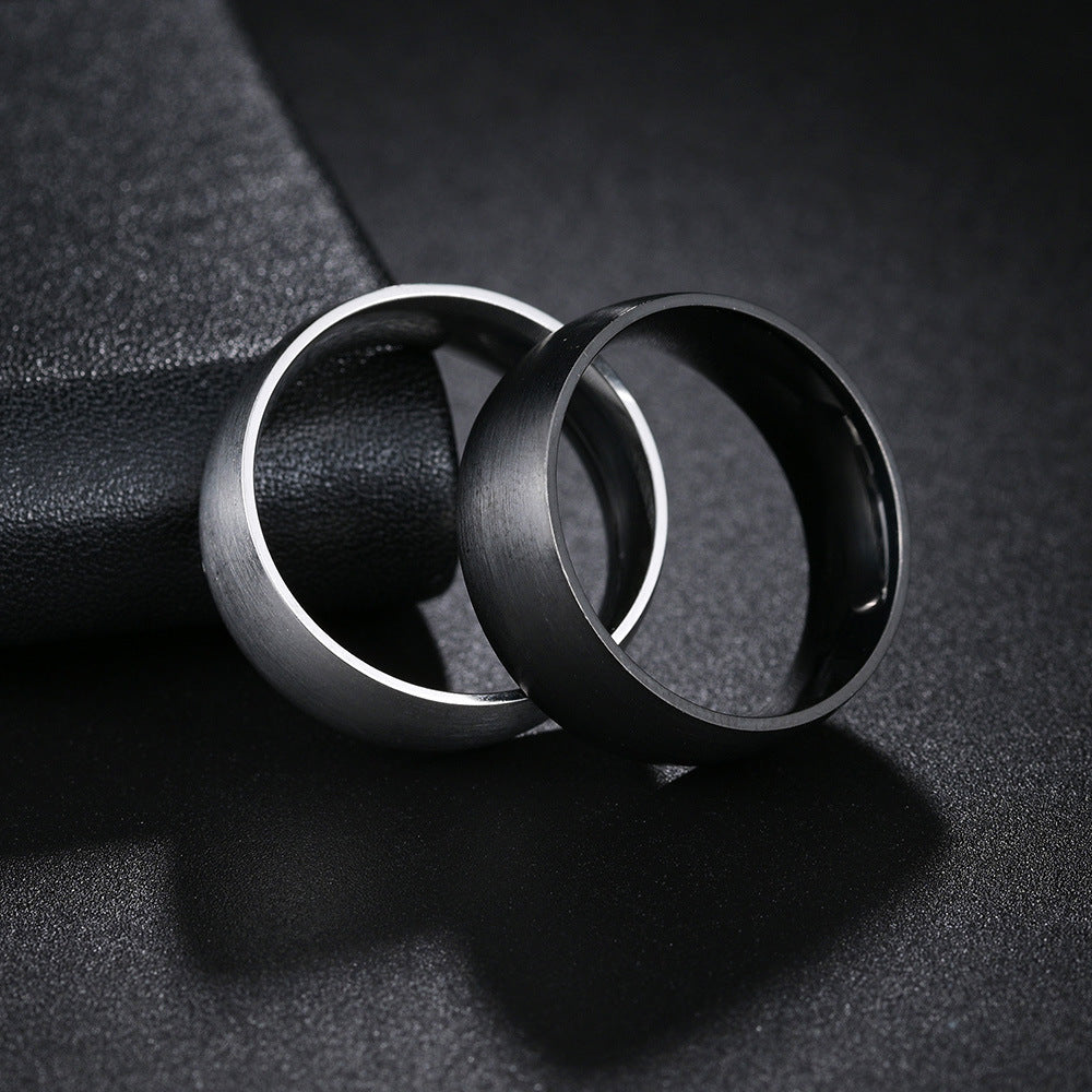 Minimalist Trendy Stainless Steel Men's Ring with Circular Arc Design