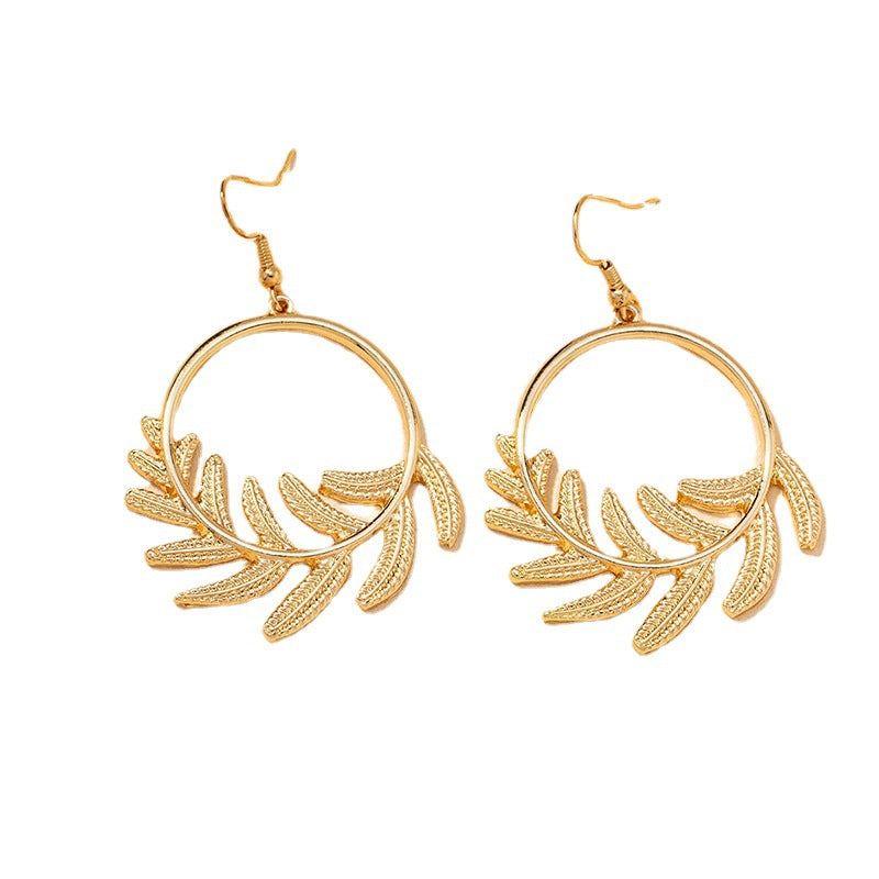 Golden Leaf Metal Earrings - Vienna Verve Collection