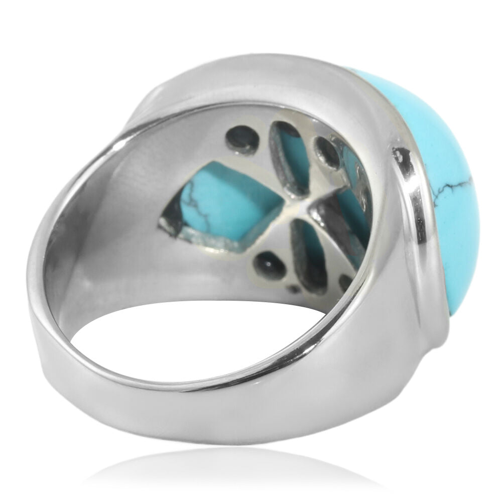 Trendy Multi-Colored Titanium Steel Curved Stone Ring for Women - Retro Jewelry Accessory