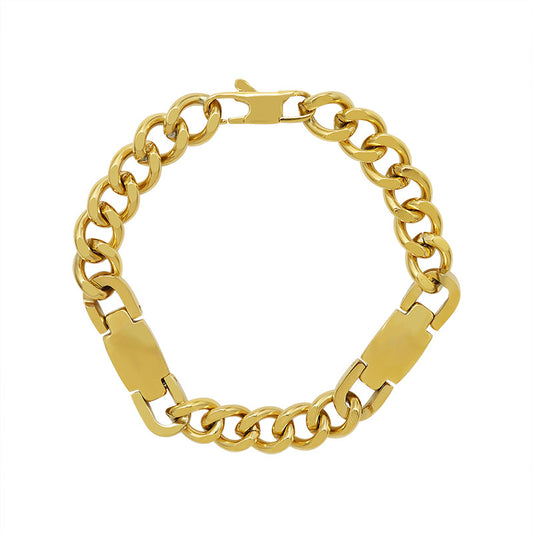 Exaggerated Hip-hop U-Shaped Buckle Geometric Bracelet in 18K Gold Plated Titanium Steel