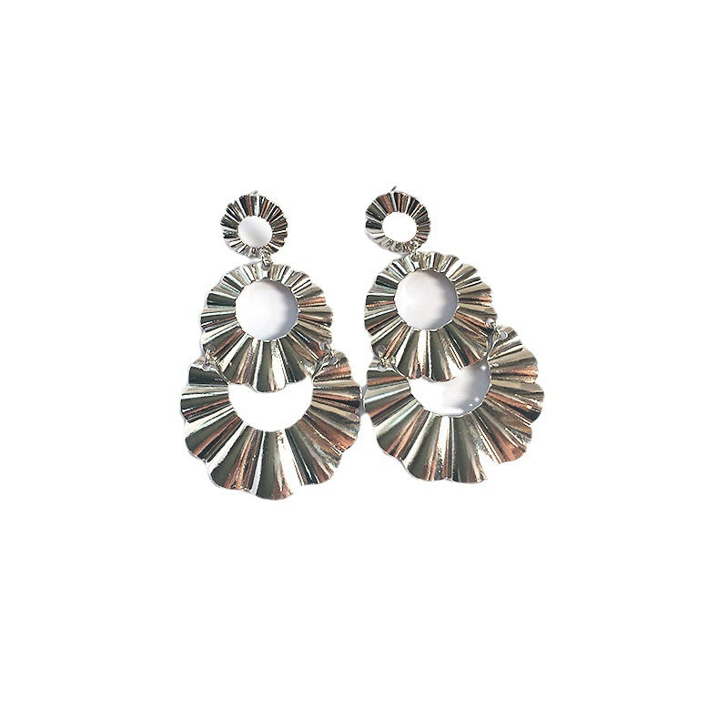 European Wave texture exaggerated irregular fashion alloy earrings