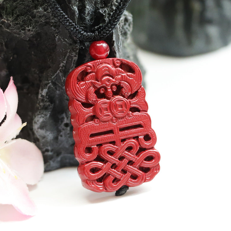 Cinnabar Pendant Purple Gold Sand Blessing China Knot Pendant