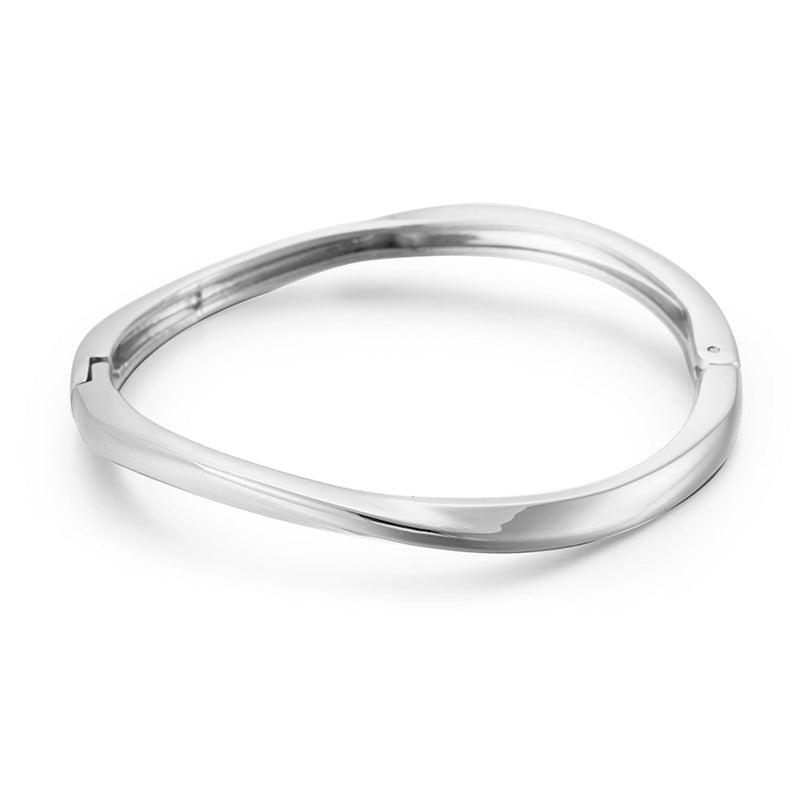 Shiny Petite Bangle, Women's Zinc Alloy Bulk Buy, Unique Curve Design, Contemporary European and American Style, Trendy Fashion Accessory