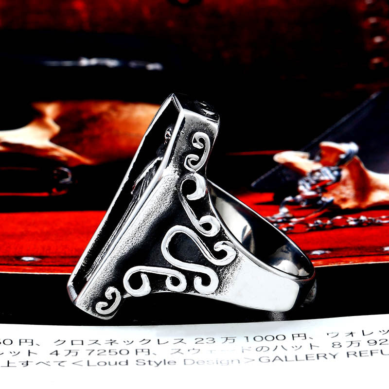 Men's Gothic Vampire Coffin Ring - Unique Titanium Steel Accessory for Daily Wear