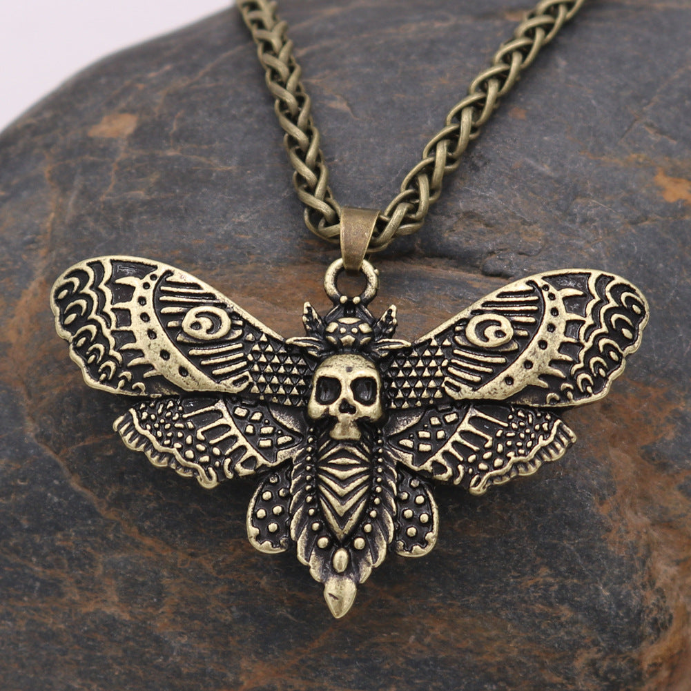 Death Valley Moth Alloy Pendant Necklace - European and American Retro Fashion Jewelry