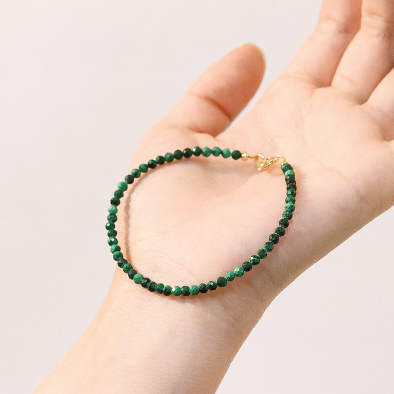 Captivating 3mm Malachite Green Crystal Bracelet for Women