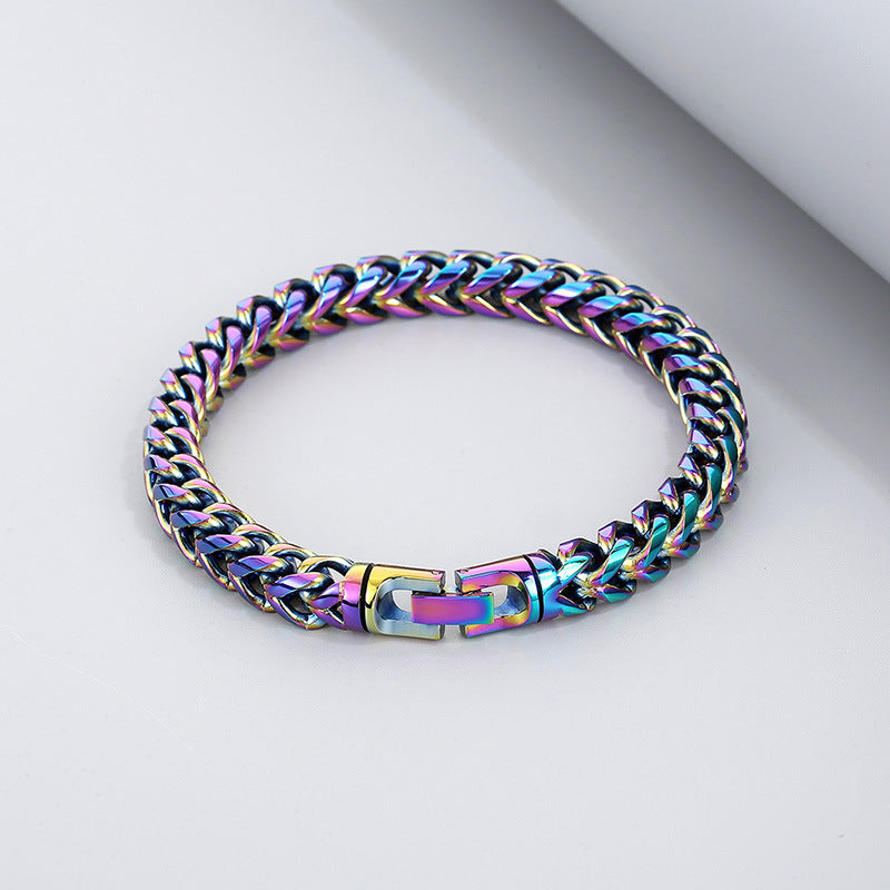 Customizable Multi-Color Stainless Steel Round Link Keel Chain Bracelet for Men