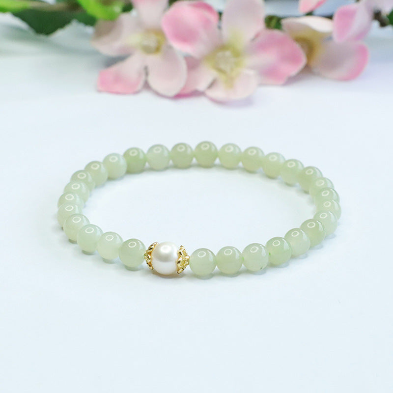 Fortune's Favor Sterling Silver Jade and Pearl Bracelet