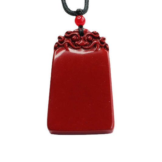 Majestic Pixiu Fortune Sterling Silver Pendant with Cinnabar Stone