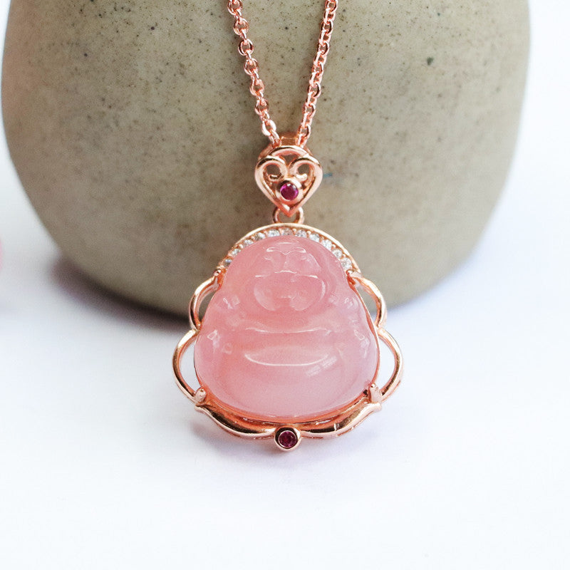 Agate Buddha Pendant Necklace crafted in Sterling Silver