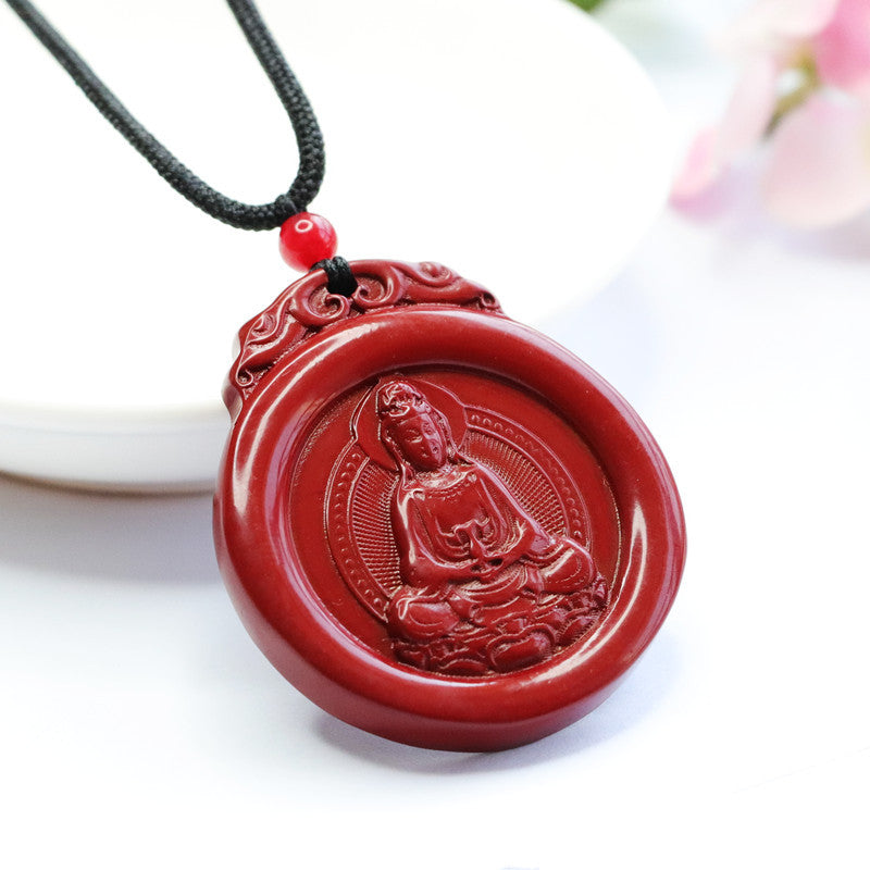 Cinnabar Pendant Purple Gold Sand Guanyin Bodhisattva Pendant Jewelry