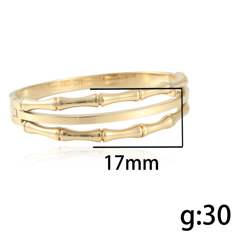 Stylish Bamboo-Inspired Stainless Steel Bracelet for Women - Light Luxury Titanium Steel Fashion Accessory